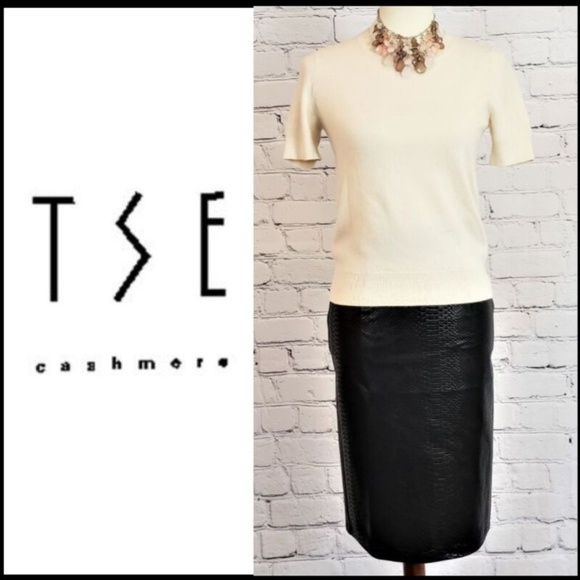 TSE Sweaters - TSE CASHMERE Cream Cashmere Short Sleeve Sweater S